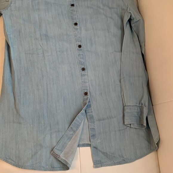 Softened Loft Oversized Long Sleeve Blue Women’s Shirt Size S - Picture 7 of 10